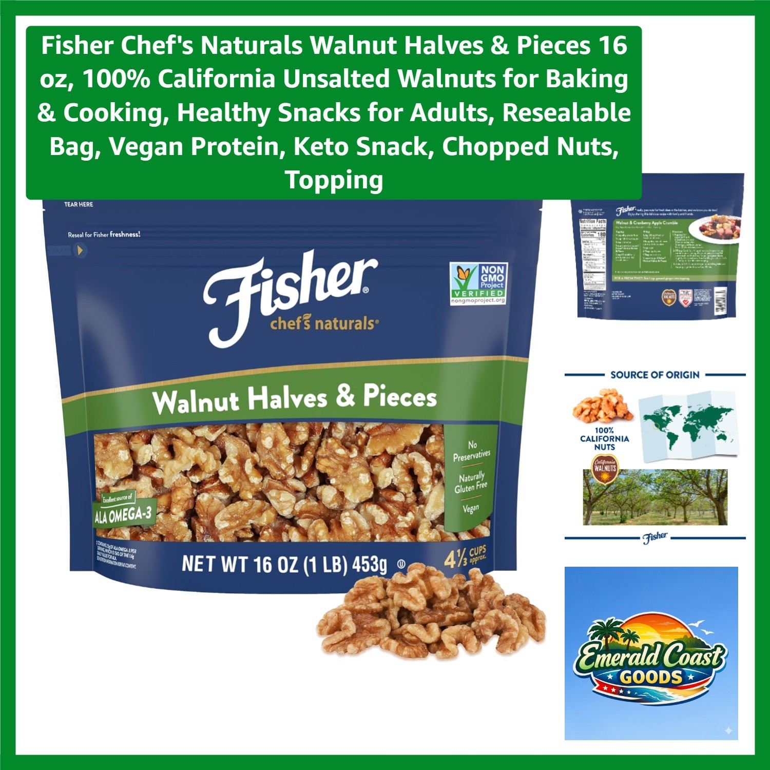 Healthy Walnuts 16 oz - Unsalted Halves & Pieces for Heart Health & Recipes gallery