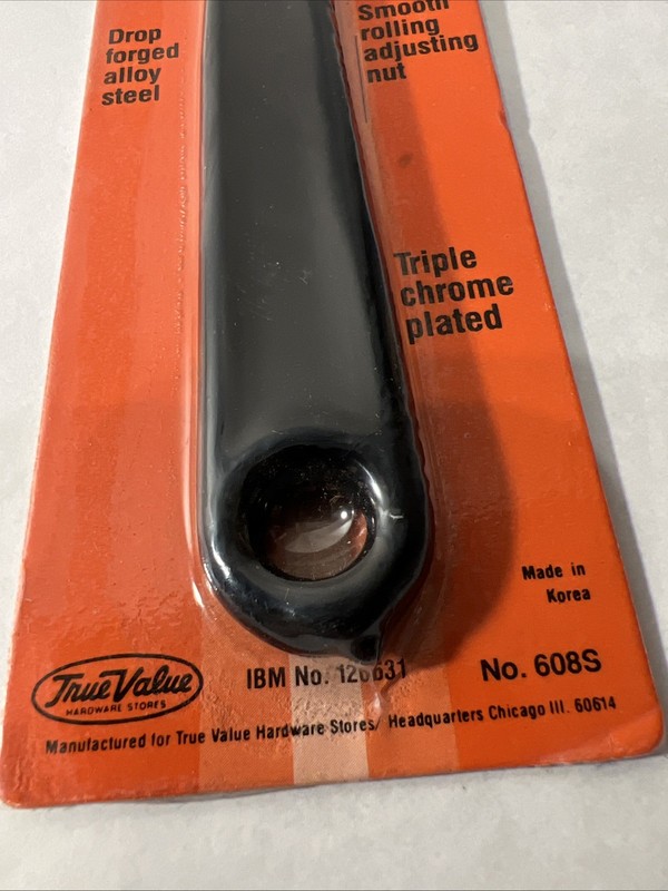 8" Servess Adjustable Wrench True Value 608s New Old Stock Original Package USA gallery