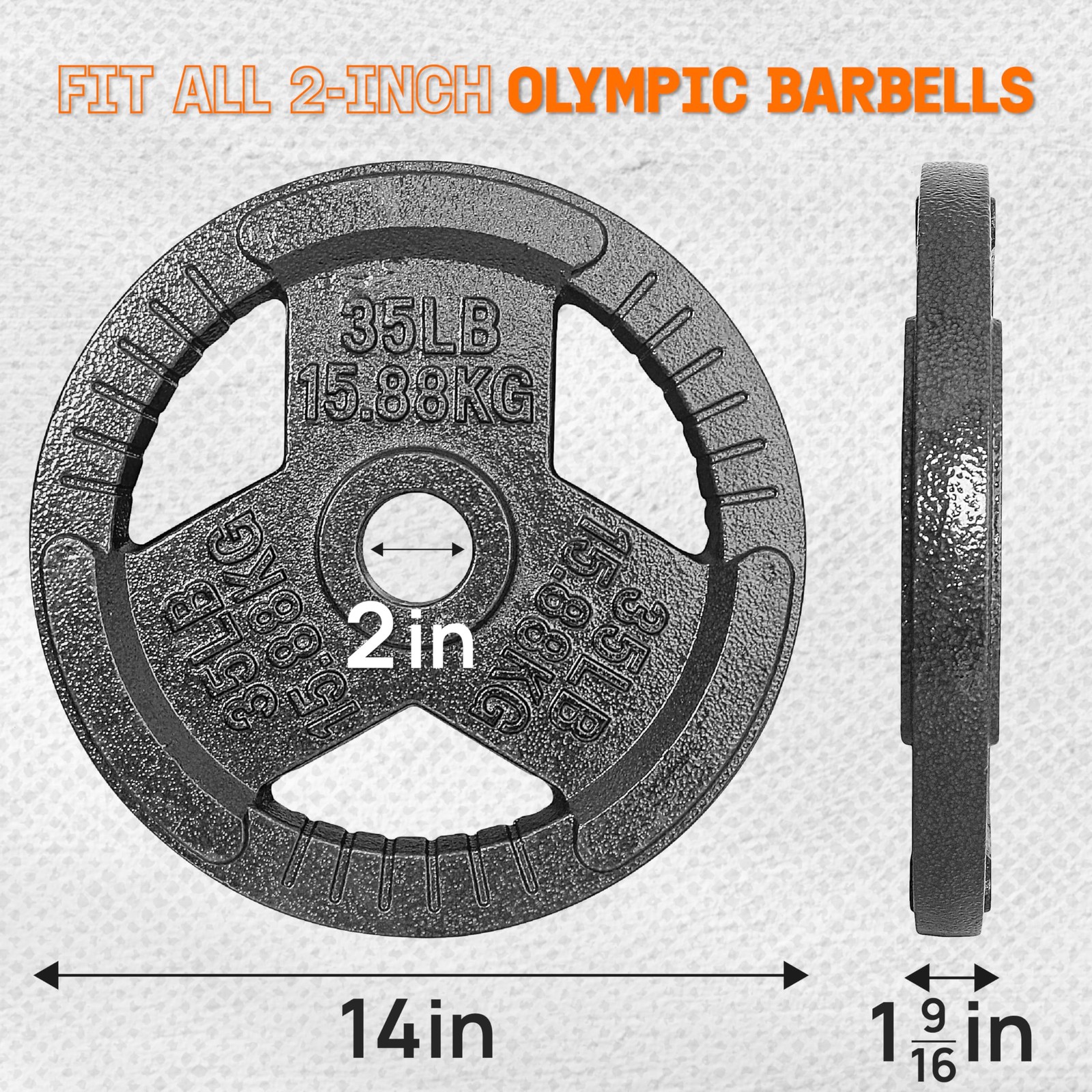 Yes4All Tri-Grip Handles Olympic Weight Plates/Cast Iron Weight Plates Suitable gallery
