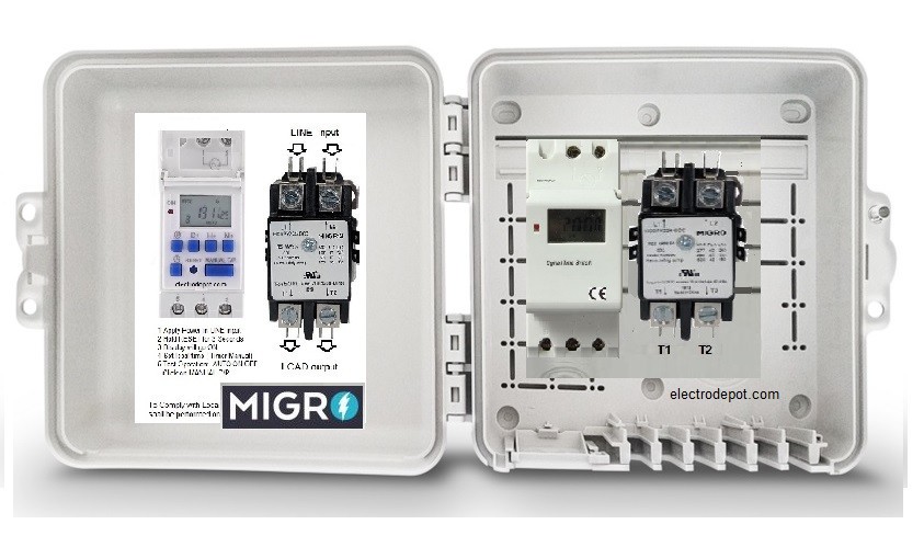 220VAC Digital Timer 7 Day 24 Hr 40A, Double Pole Time Switch, 50A, 30A, 240V 2P gallery