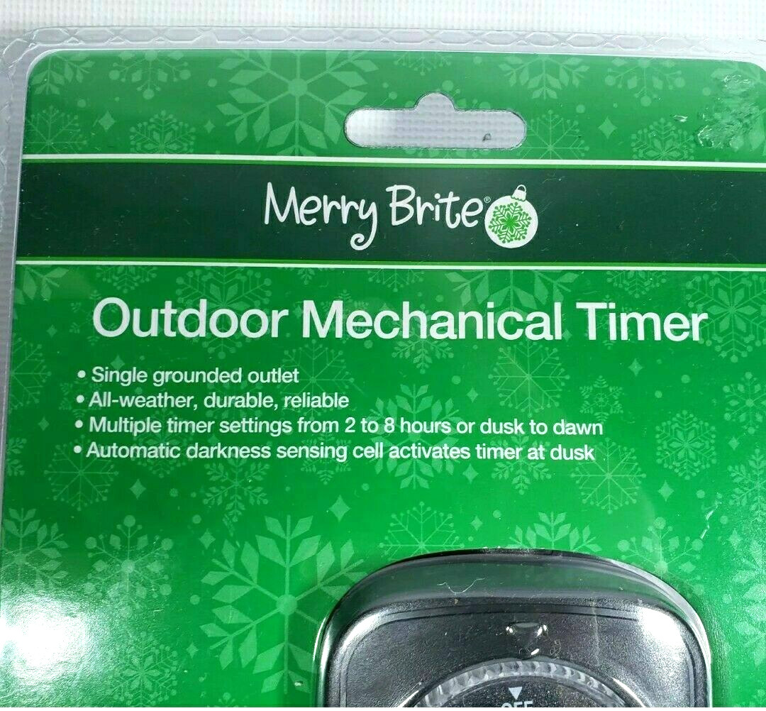 2 X Merry Brite Outdoor Mechanical Timers, 2-8 hours or Dusk-Dawn, Single Outlet gallery