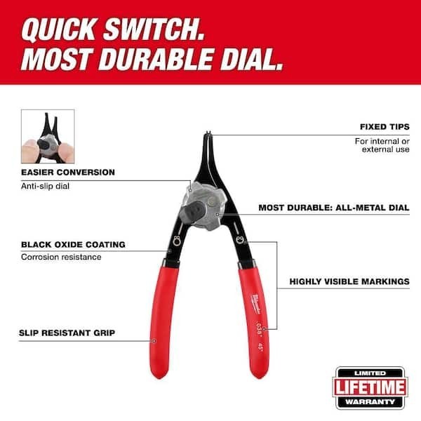 Milwaukee 9pc Convertible Snap Ring Pliers Set Storage Rack Black Oxide gallery
