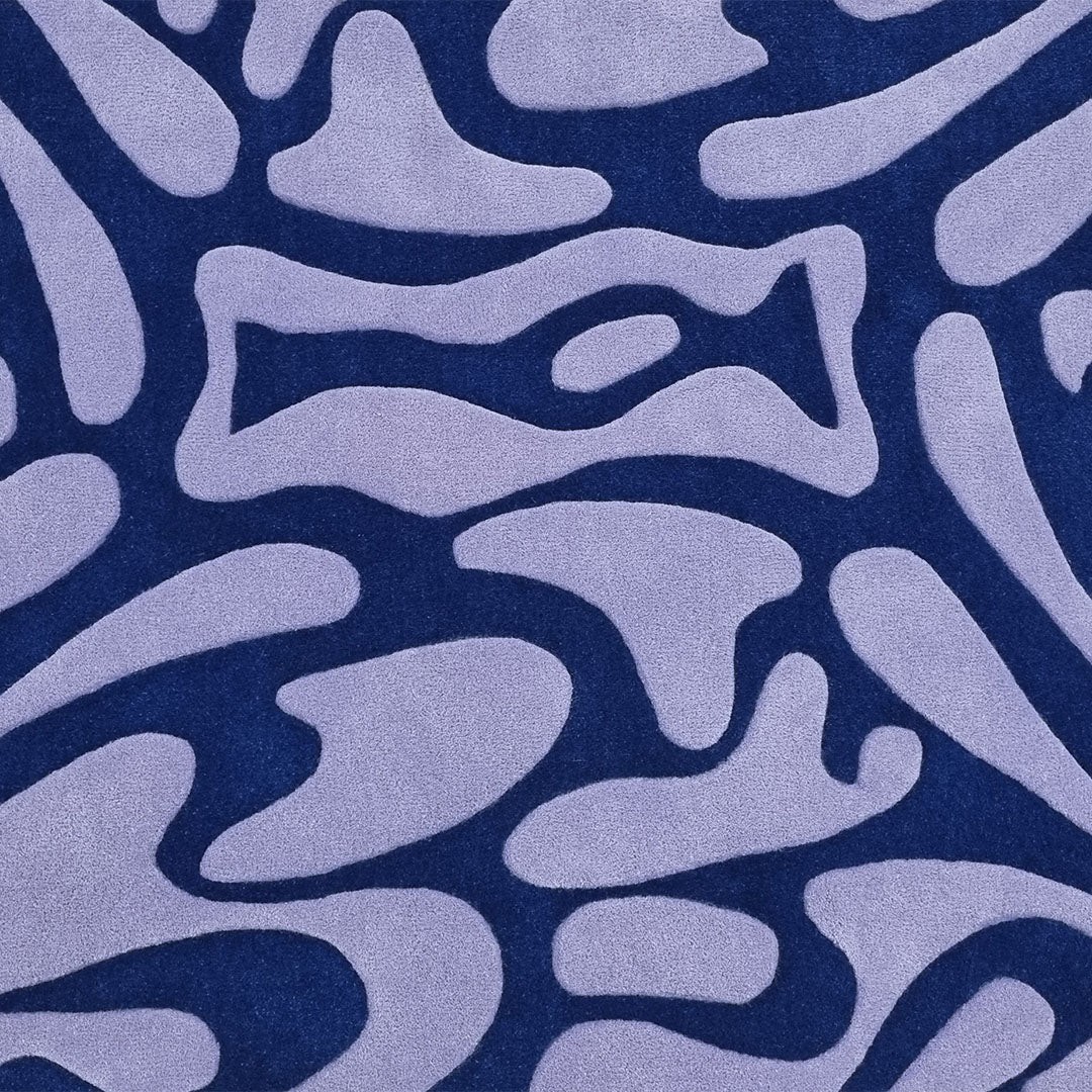 Hand Tufted Blue Rug Abstract Wavy Area Rug Custom Living Room Carpet gallery