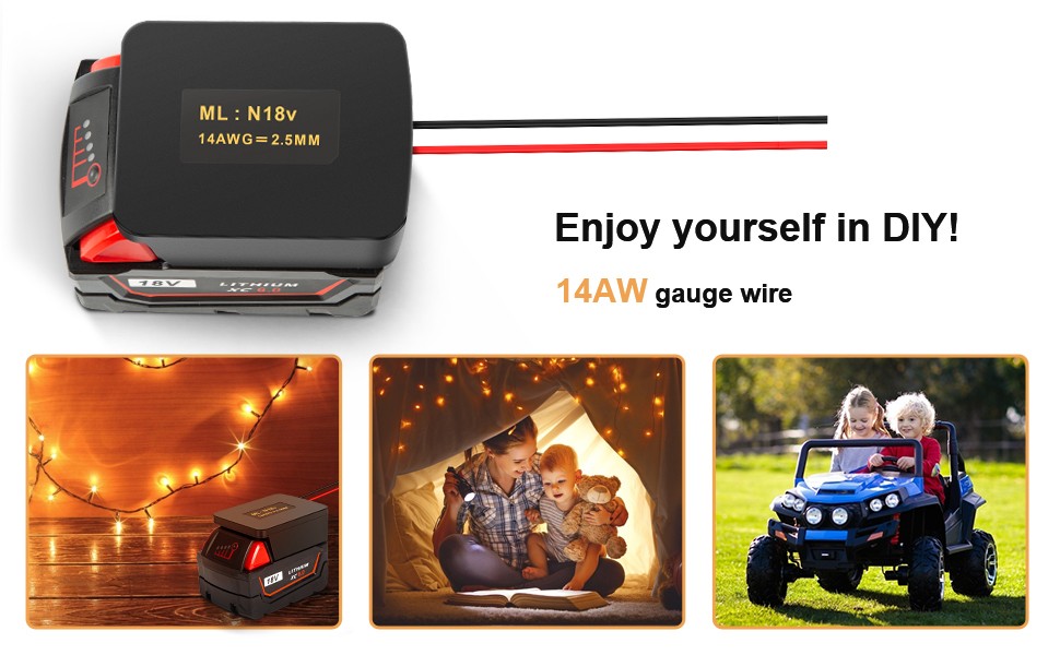 DIY Power Wheels Adapter Connect Compatible With Milwaukee M18 18V Battery Dock gallery