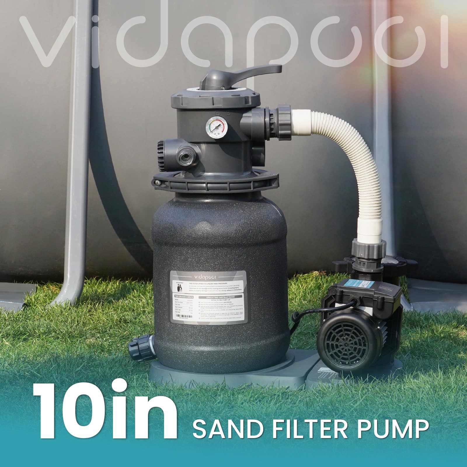Vidapool 10in Sand Filter Pump for Above Ground Pool 1/2 HP 2500 GPH Pool Pumps gallery