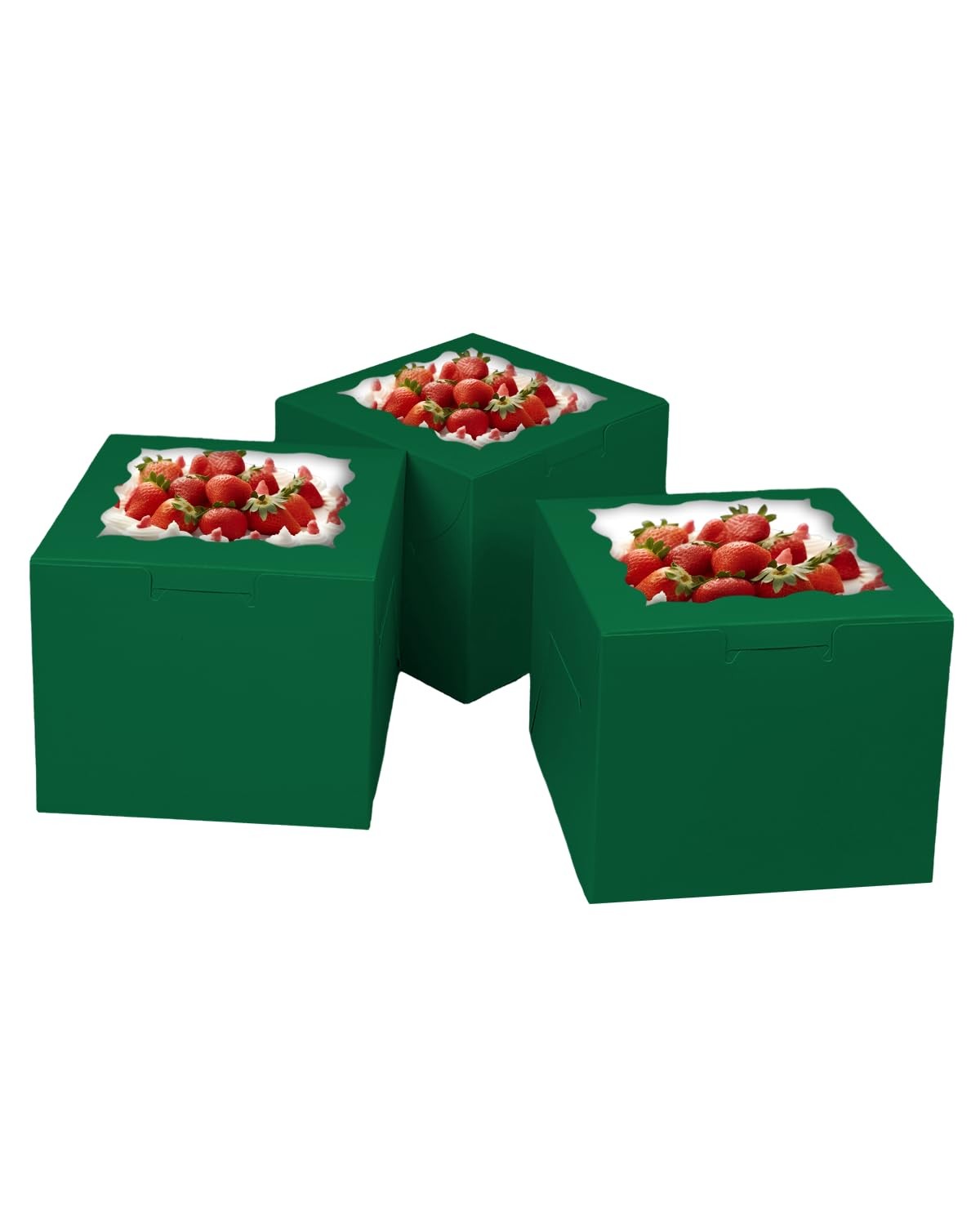 Deep Green 8x8x5 Inches 36pcs Cake Boxes with Window 18-Packs Deep Green Cake... gallery