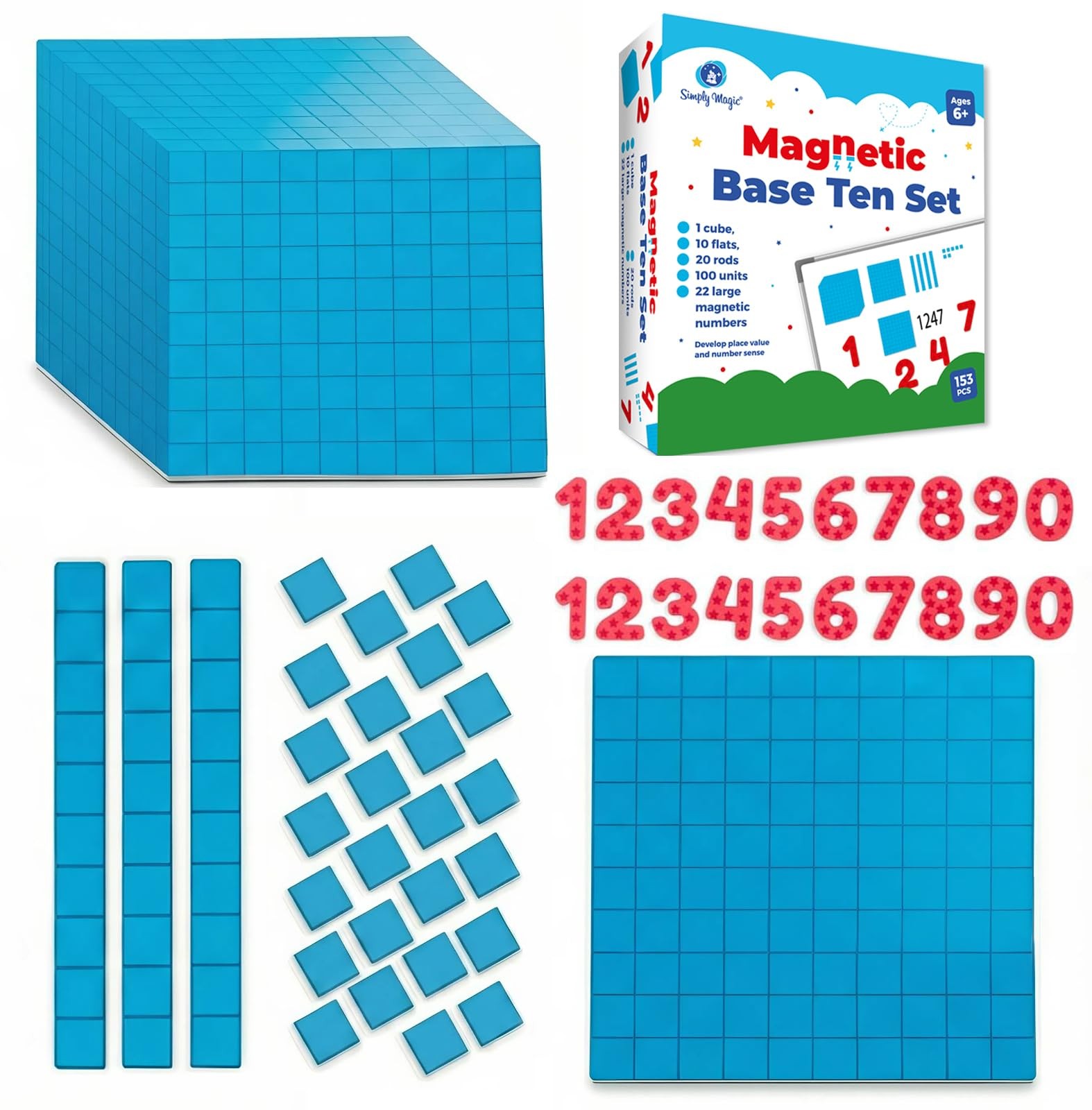 153 PCS Jumbo Magnetic Base Ten Blocks - Place Value Blocks - Math Manipulati... gallery