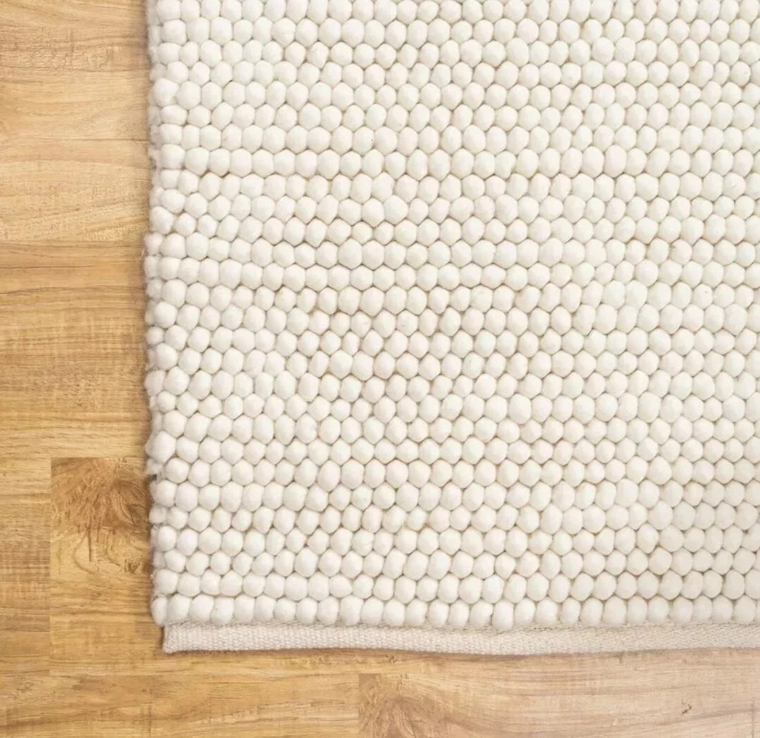 Handwoven Ivory/Off White Chunky Wool Area Rug Scandinavian Modern Design Rug gallery