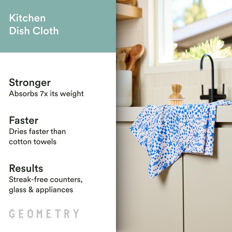 GEOMETRY Kitchen Dish Cloths - Spring & Summer 10" x (3 Pack), Daisy Sky gallery