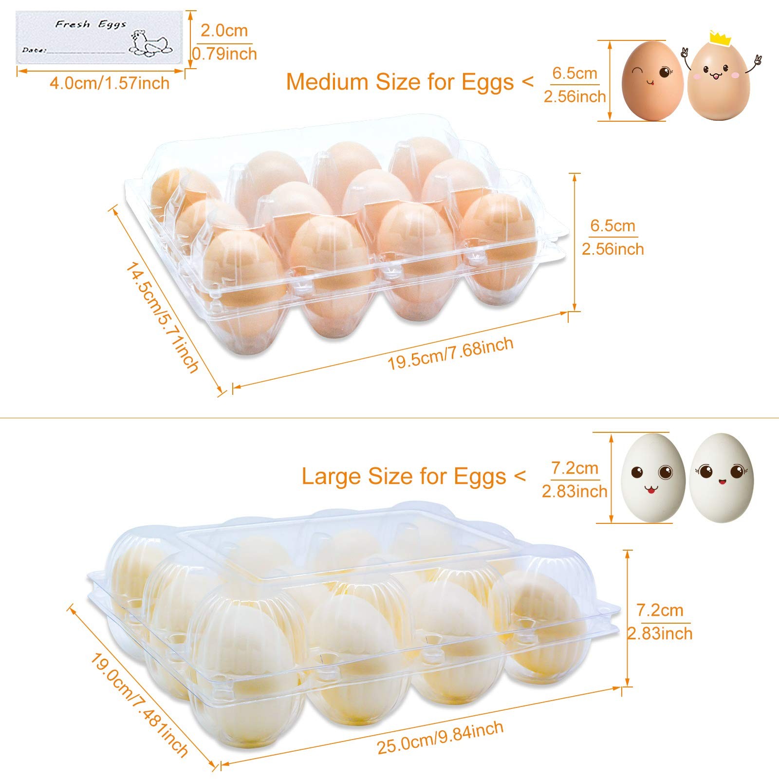 Egg Cartons 60 Packs Clear Plastic Blank Egg Cartons With Free Labels Holds Up T gallery