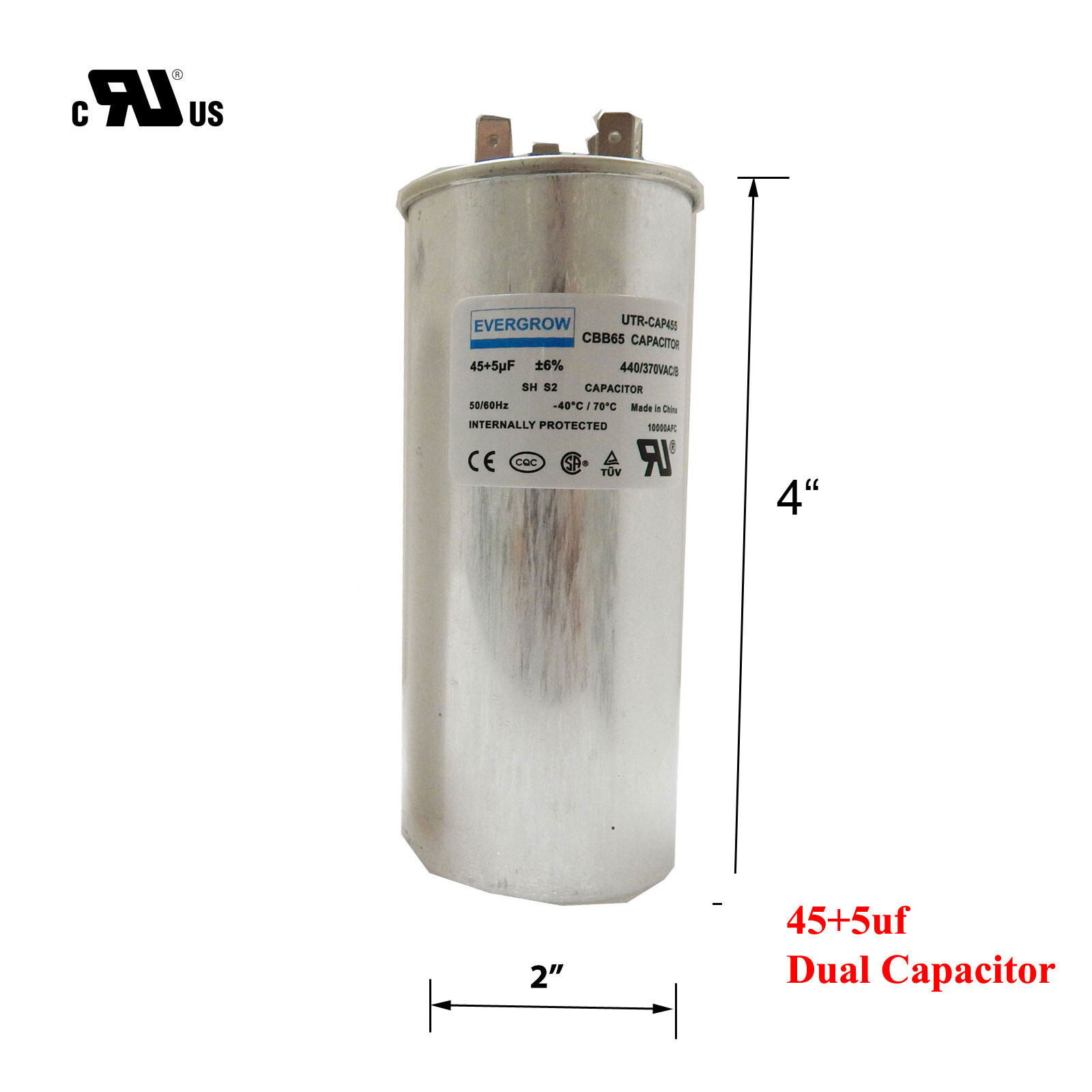 45+5 MFD Capacitor for AC Air Conditioning Unit, Condenser Straight Cool gallery