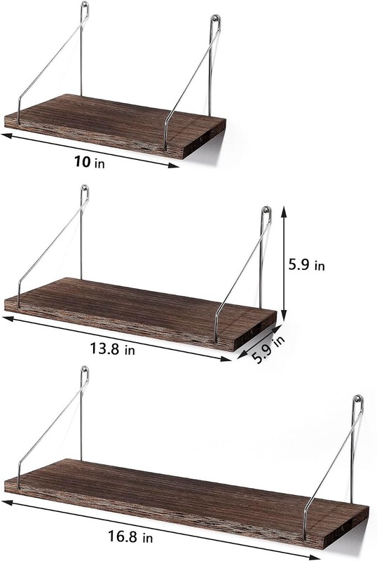 Floating Shelves Set of 3 Rustic Solid Wood Floating Shelf Wall Storage Shelves gallery