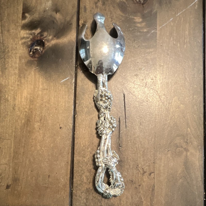 Silver Tone Nautical Rope Handle Serving Fork Salad Server, 8 in, Glossy gallery