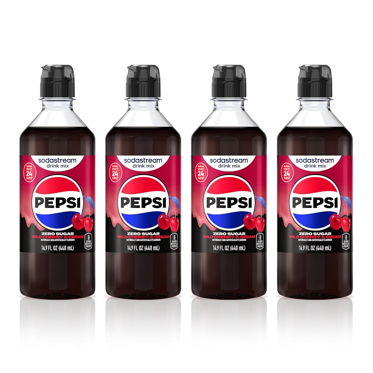 SodaStream Zero Wild Cherry Pepsi & Cream, New Pour Bottle 440ml, (Pack of 4)... gallery