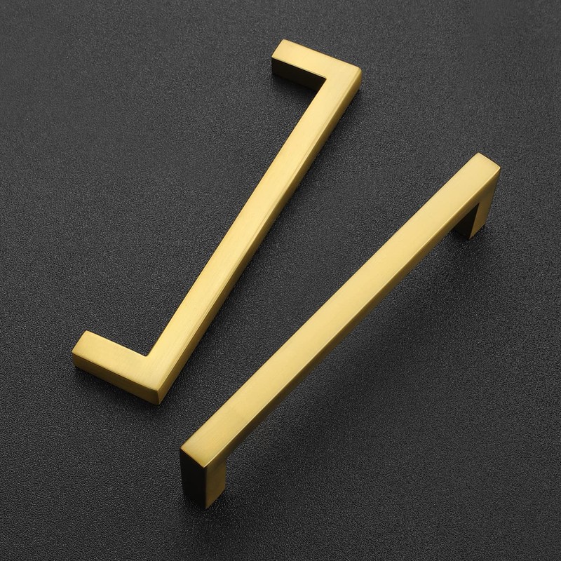 20 Pack Brushed Brass Solid 5 In Center Square Bar Cabinet Drawer Pulls Set gallery