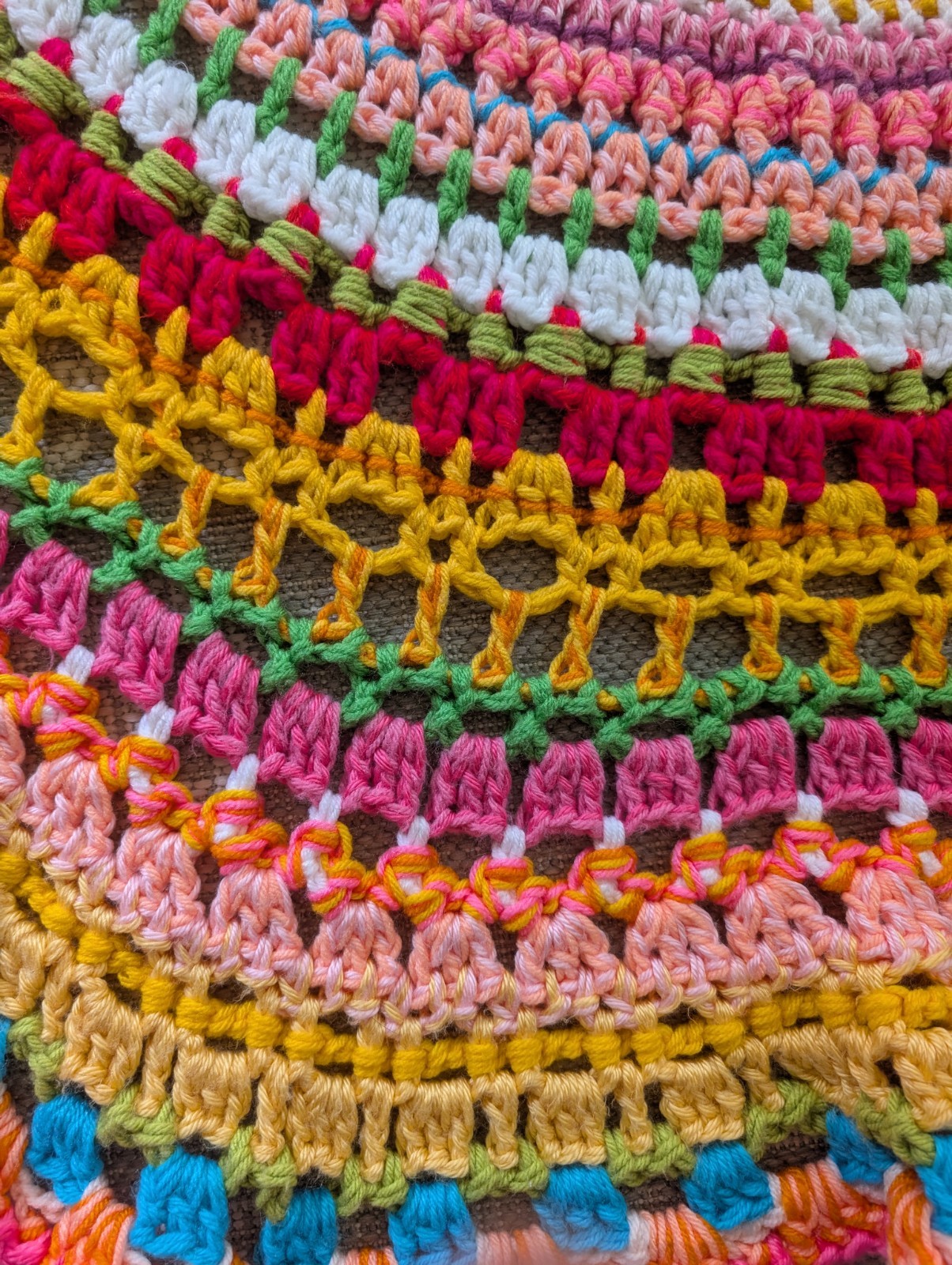 Round Handmade Afghan Mandala Pattern Crochet Throw Blanket or Table Topper 54" gallery