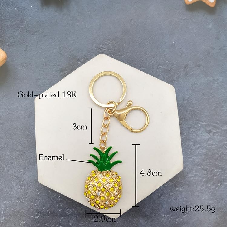 Cute Pineapple Shaped Rhinestone Keychain Car Bag Phone Purse Charm Yellow gallery