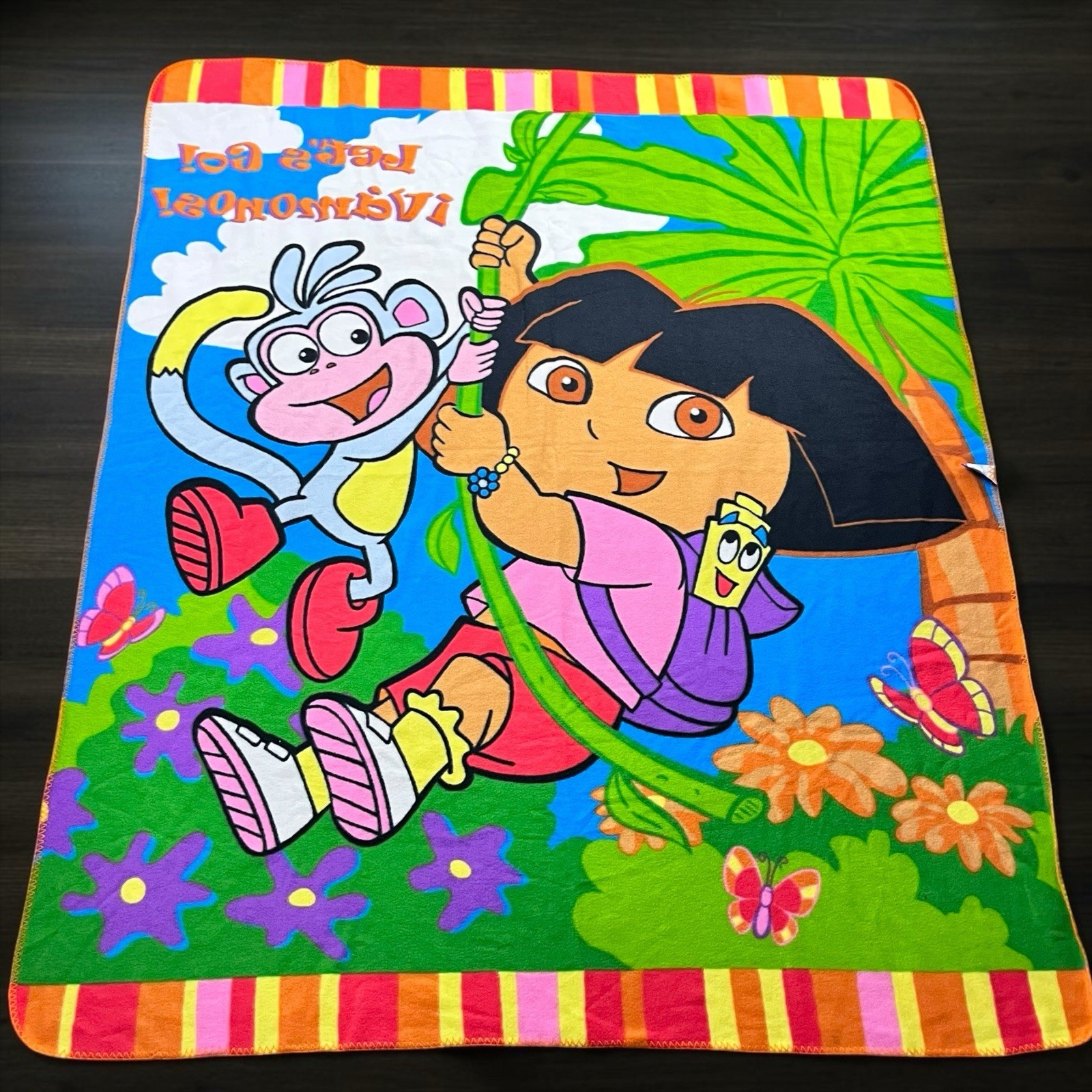 Dora The Explorer Fleece Blanket Lets Go Vamonos Boots Map Swinging Vine 46x56 gallery