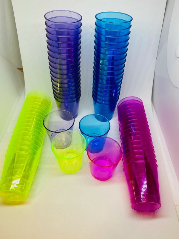72 Disposable Plastic Glasses Party Multi Coloured Cups Shot Reusable Champagne gallery