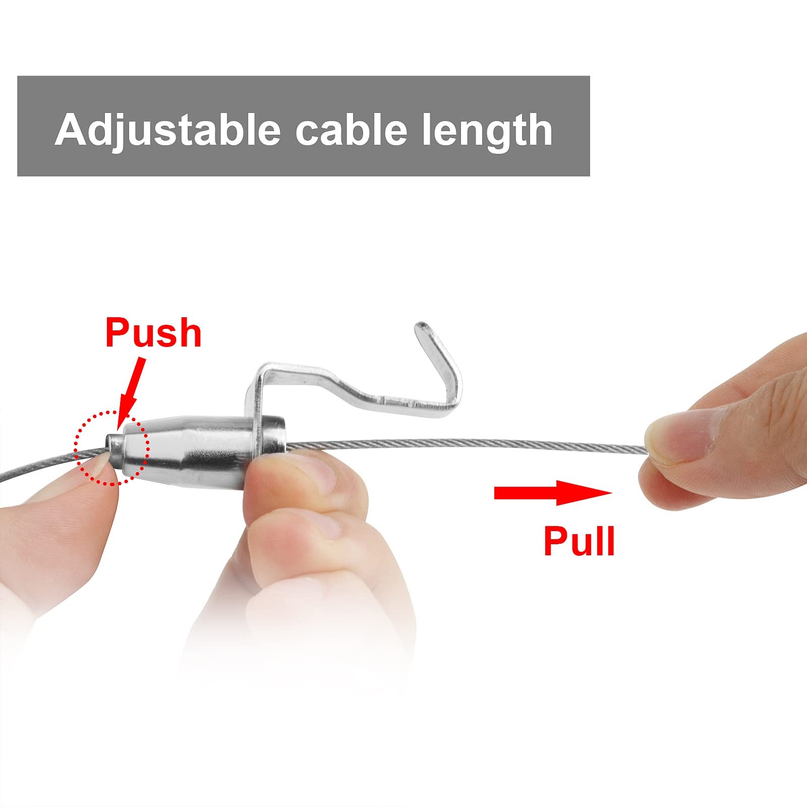 Picture Hanging System 3ft Cable 66lb Load Adjustable Hooks 14 Pack Silver gallery