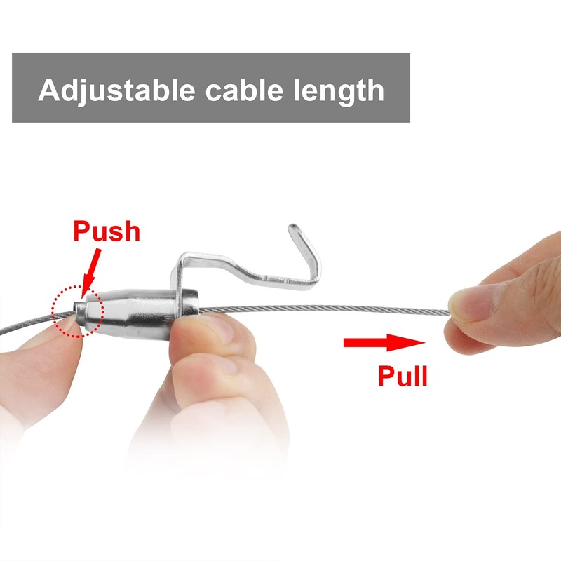 Picture Hanging System 3ft Cable 66lb Load Adjustable Hooks 14 Pack Silver gallery
