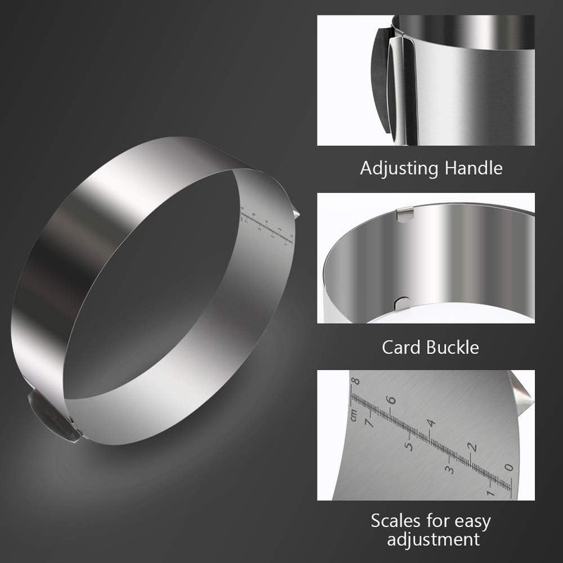 Adjustable Cake Ring Mold 6.25" to 12" – Stainless Steel Bakeware for Layering gallery