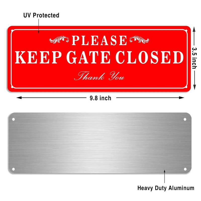 2 Pack Please Keep Closed Gate Signs Rust-Free Aluminum for Gate Yard Lawn gallery