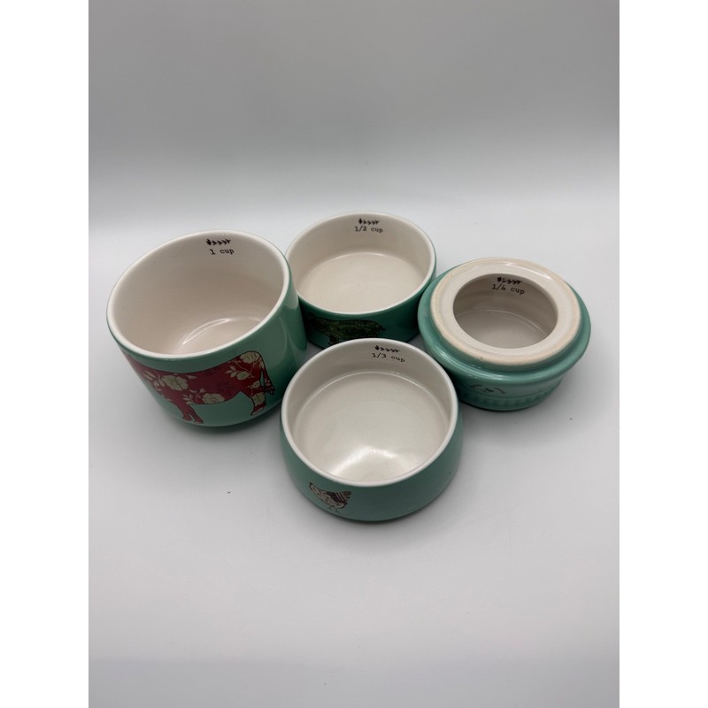 Live Simply Amylee Weeks Stackable Ceramic Measuring Cups Farmhouse Teal 4 Piece gallery