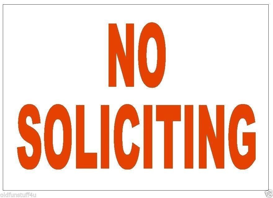 No Soliciting Sticker Stop Salespeople Safety Business Sign Decal Label D236 gallery