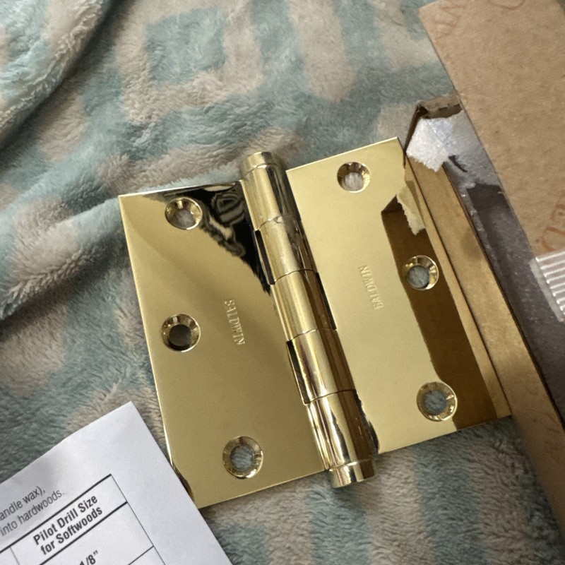 NIB** Baldwin 3-1/2" Square Door Hinge - Polished Brass 1035.003.I !! 3.5x3.5 gallery