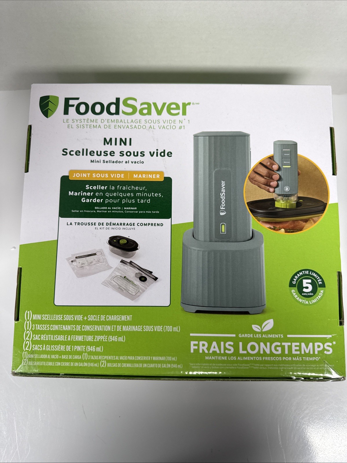 FoodSaver Mini Vacuum Sealer, Marinate Container, Charging Dock And Bags gallery
