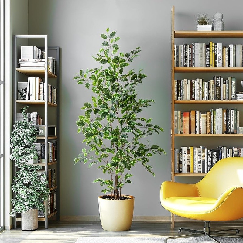 Artificial Ficus Tree Indoor Null Maintenance Lifelike Leaves Decorative Planter gallery
