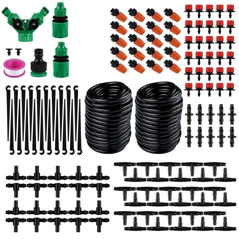 100ft Drip Irrigation System Garden Plant Self Watering Micro Hose Sprinkler Kit gallery