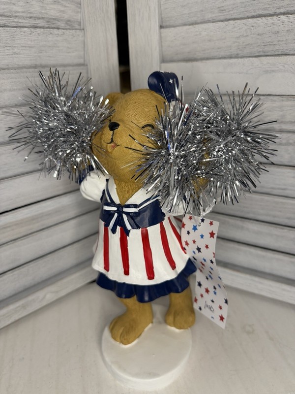 ❤️🤍💙NWT Stars & Stripes Americana Cheerleader Teddy Bear Figure gallery