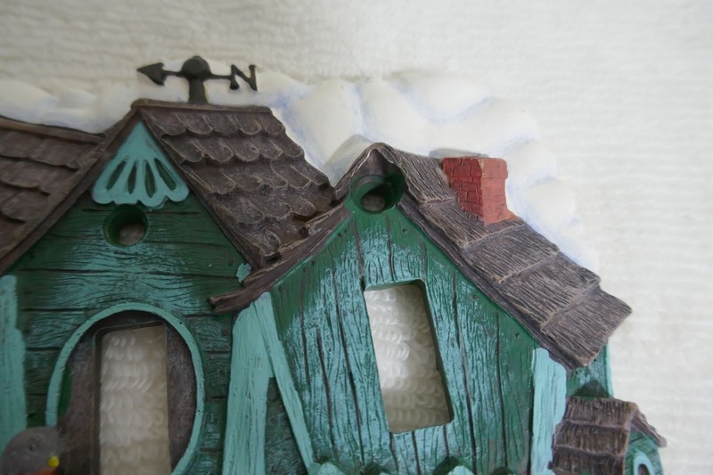 Vintage Resin Light Switch Covers Double Birds And Bird Houses Robin Fence gallery