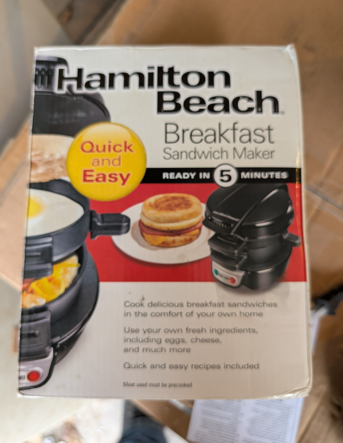 Hamilton Beach Breakfast Sandwich Maker 25477 Ready in 5 Minutes Black/Silver gallery