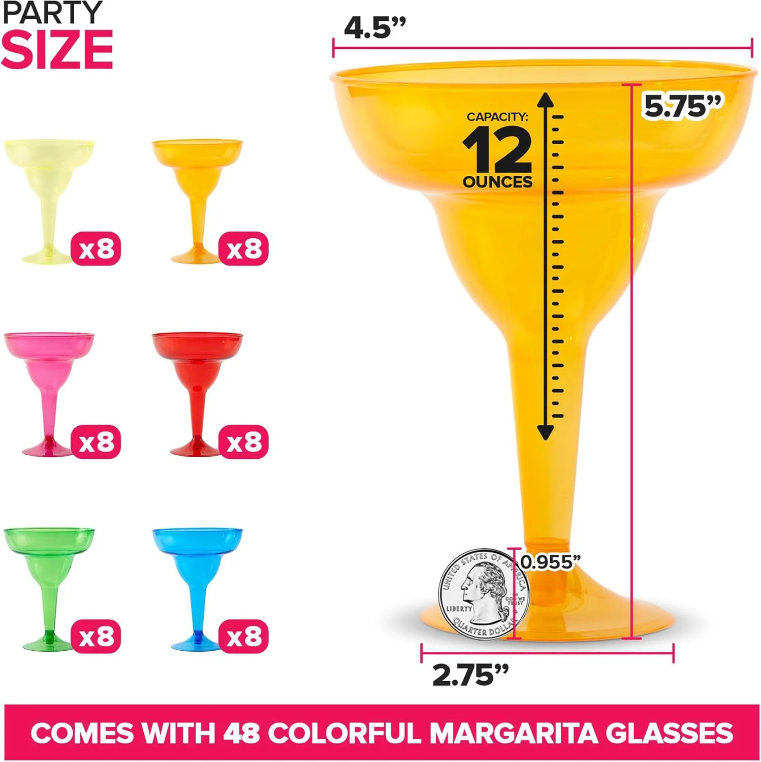 Stock Your Home Multicolor Plastic Margarita Glasses Disposable (Set of 48) Deco gallery