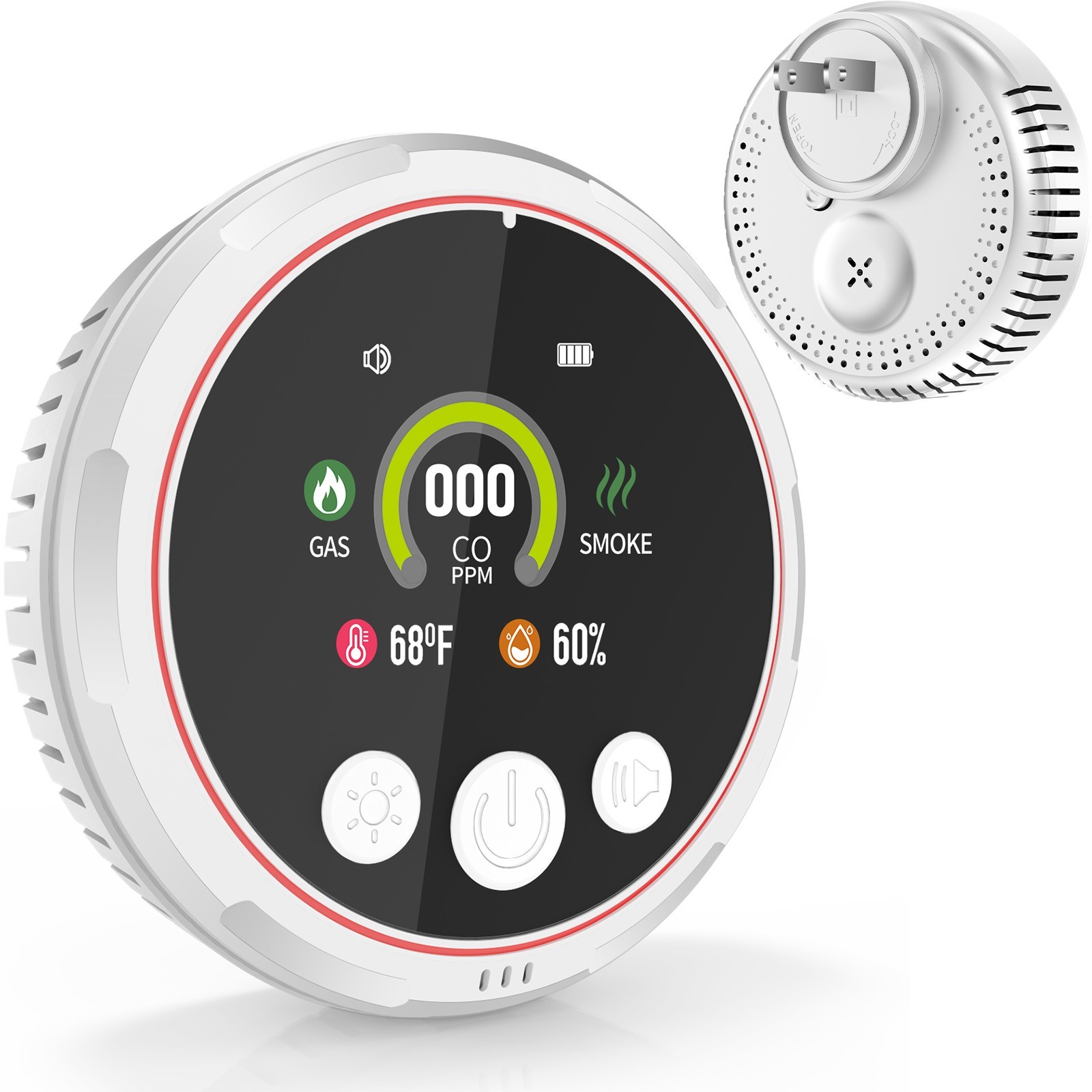 5-in-1 Gas & Co Detector, Plug-in Design with Battery Backup Safety gallery