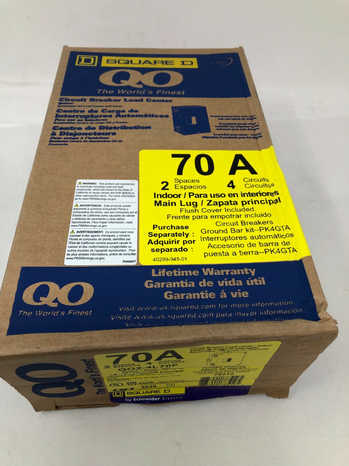 Square D QO24L70F 70A Load Center Main Lug 1-Phase 2-Spaces 4-Circuits 120/240V gallery