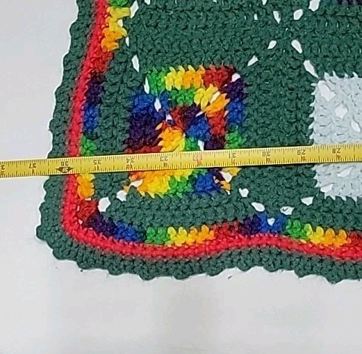 Crocheted Afghan, Handmade Granny Square, Primary Color Green, 36 X 52 gallery