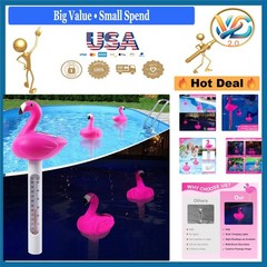 Floating Solar Flamingo Pool Thermometer Light Waterproof 140°F