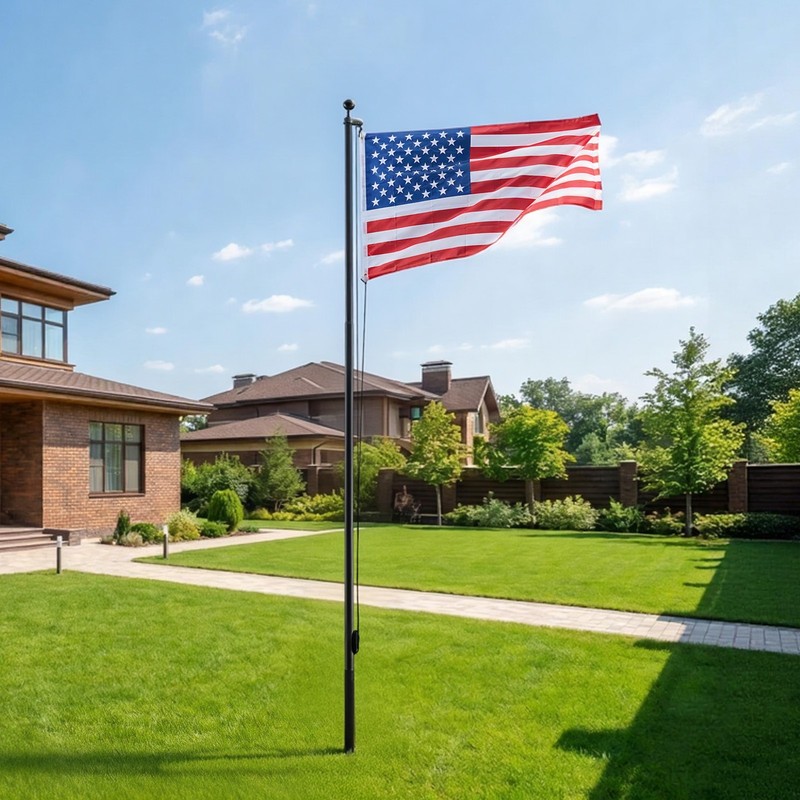 VEVOR Flag Pole Sectional Flagpole Kit 16 ft Heavy Duty Aluminum American Black gallery