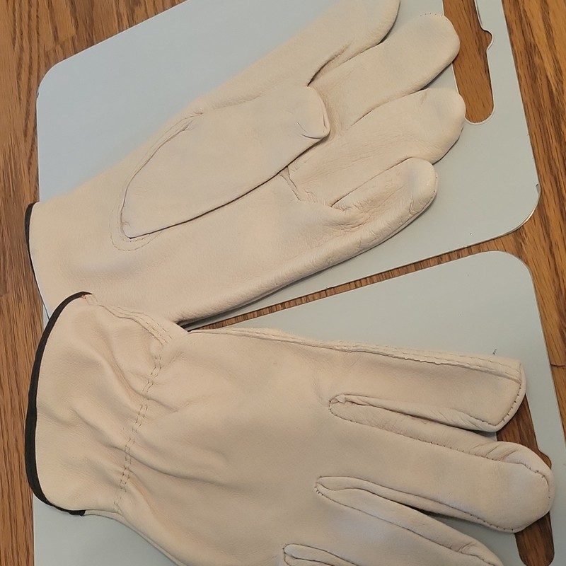 Beige Leather Work Driving Gloves for Adults, Hand Protection, P.P.E. 6 pairs gallery