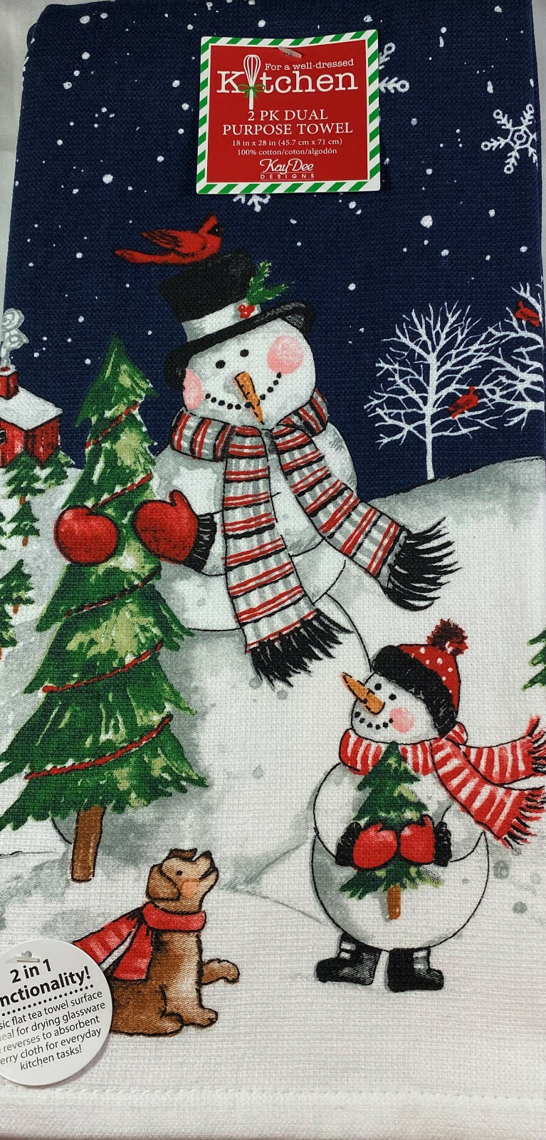 Decorative Kitchen Towel Set Winter Scene Cotton Muti Color 18 x 28 In. gallery