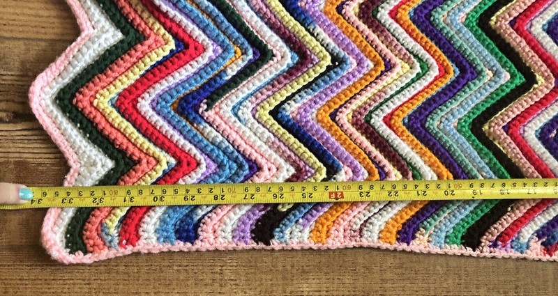 Vintage Zig Zag Chevron Afghan Throw Blanket Multi Color HandCrocheted 50”x 34” gallery