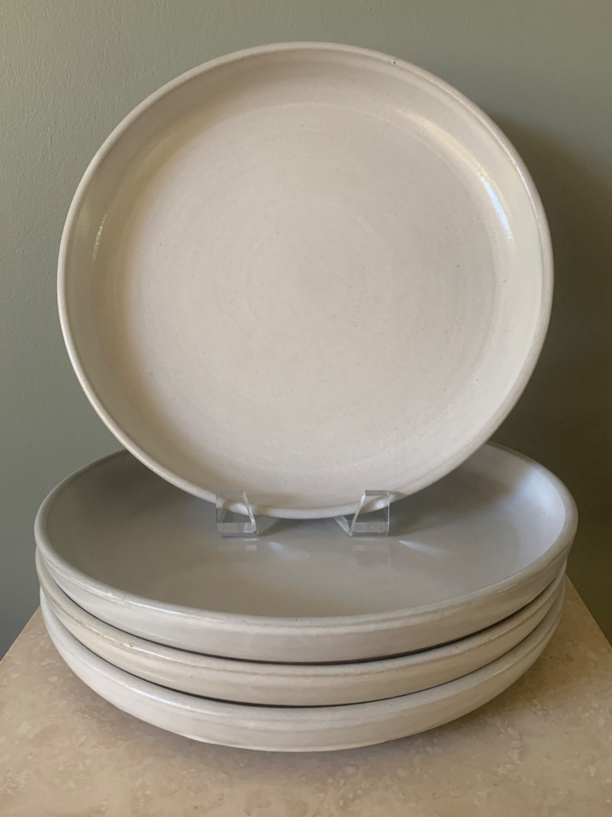 FOUR (4) CB2 Black Clay 11" DINNER PLATES Stoneware Crate & Barrel Dishes Disc'd gallery