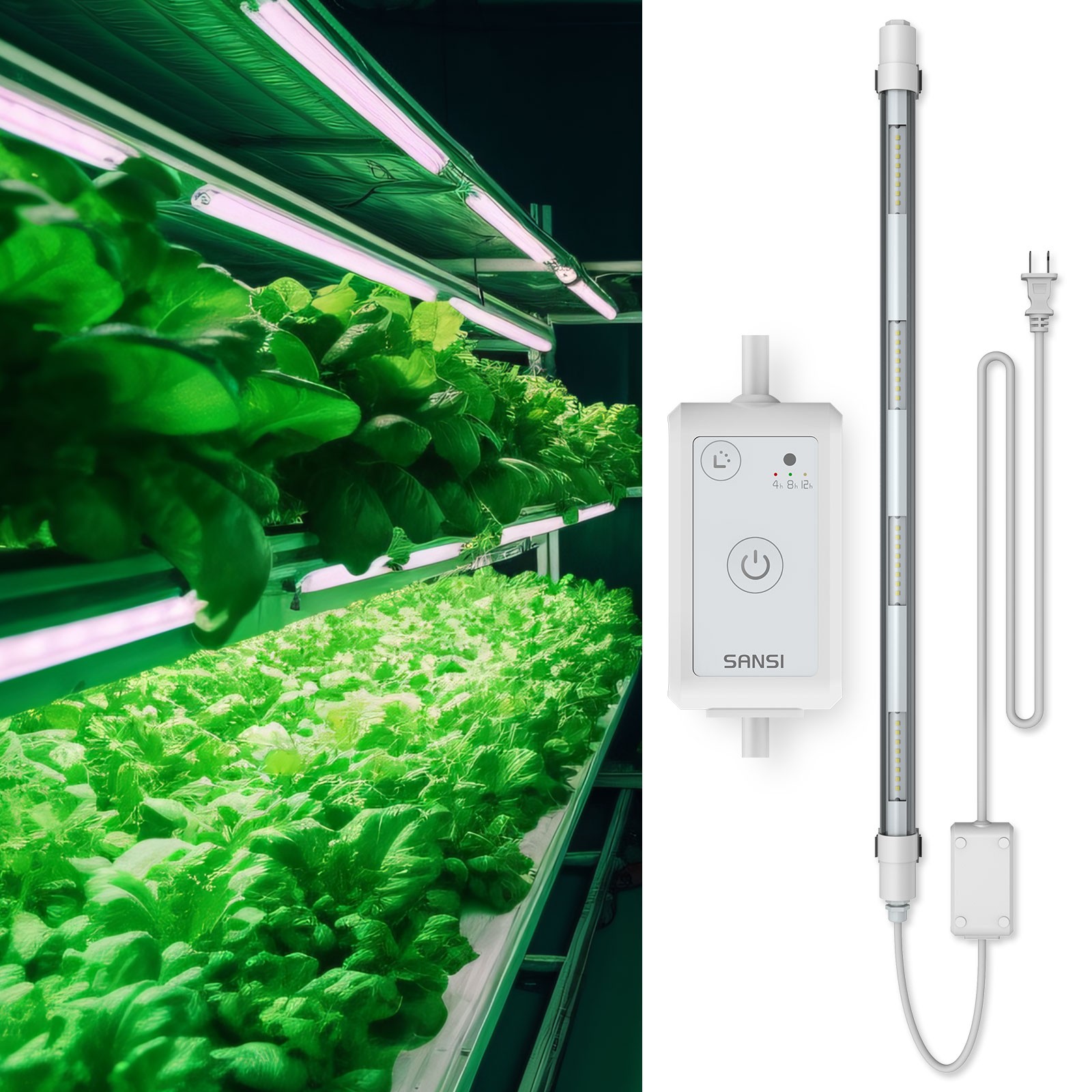 SANSI LED Grow Lights T8 Dimmable Full Spectrum 25W=195W Indoor Growing 2FT IP54 gallery