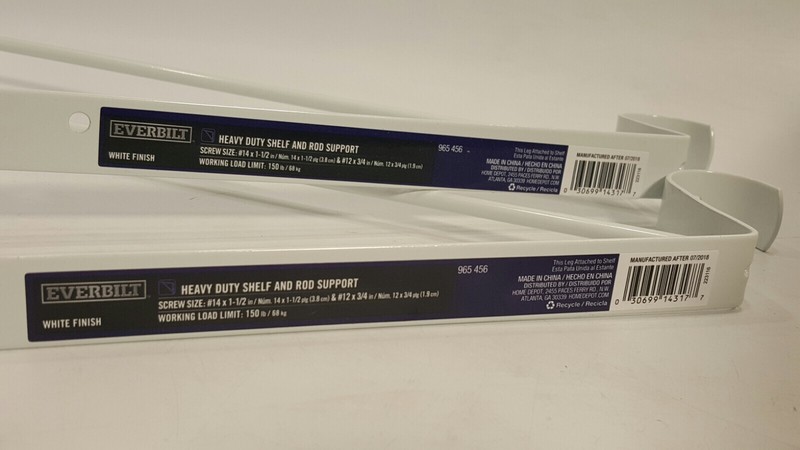Everbilt Shelf Bracket/Rod Support Wall-Mountable Steel White Set of 2 gallery
