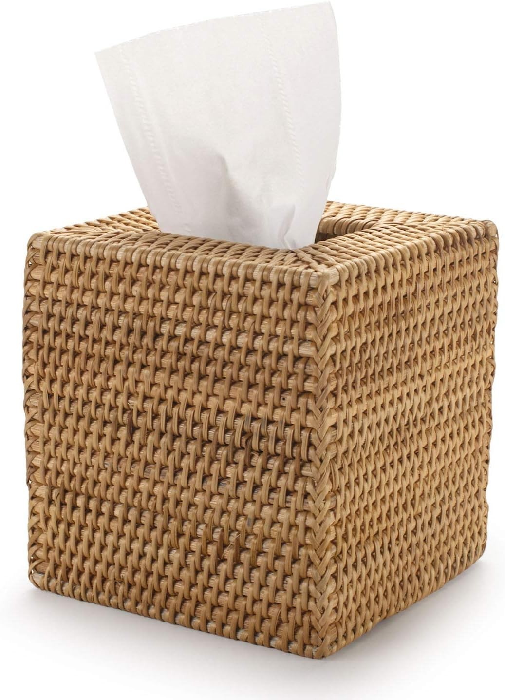 Rattan Tissue Box Cover Square Hand Woven Wicker Tissue Holder 5.5 x 5.5 X 5.7 gallery