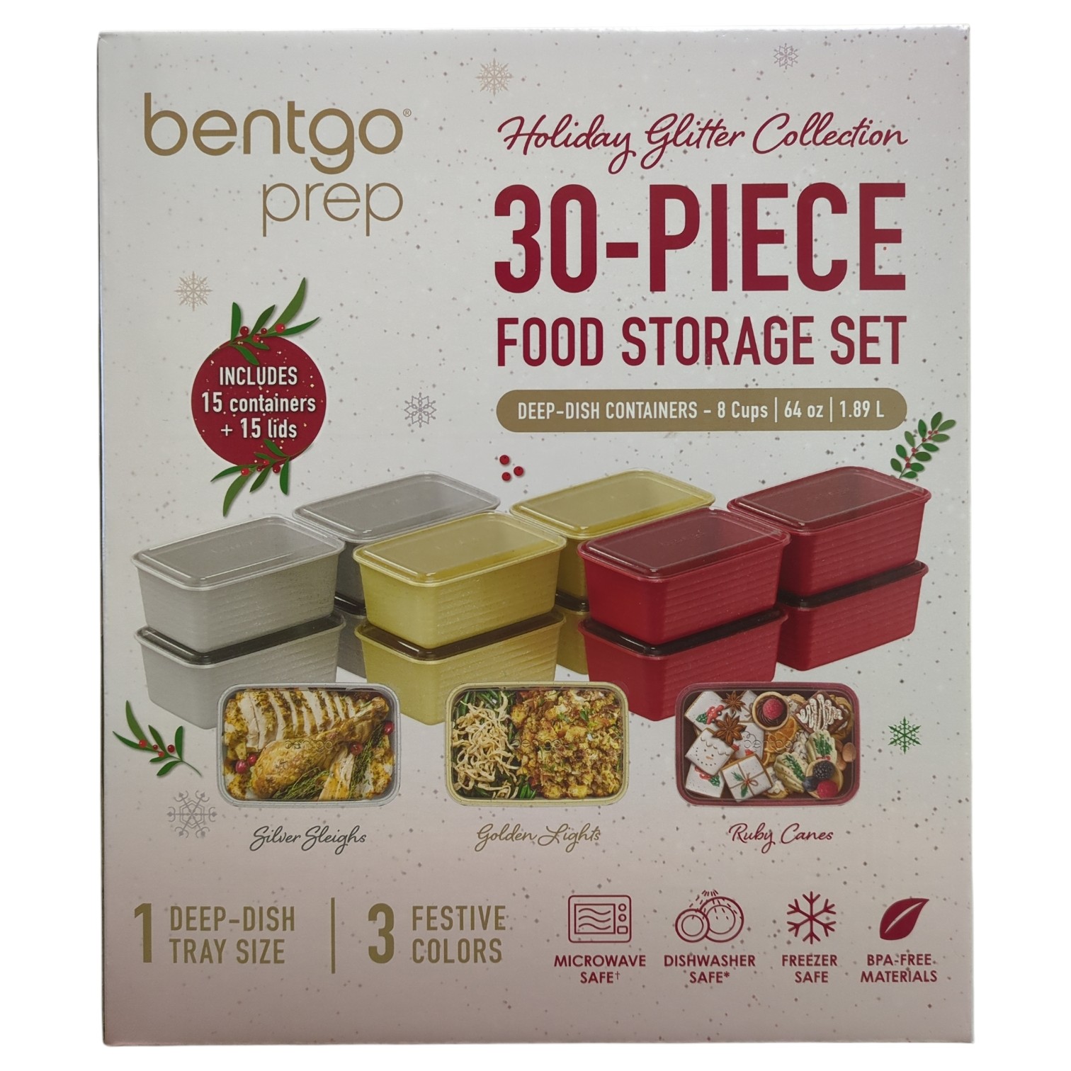 Bentgo Prep 30pc Deep-Dish Food Storage Set, Holiday Glitter Collection gallery
